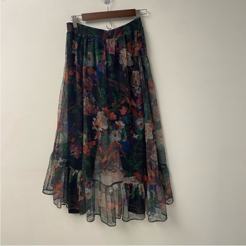 Anthropologie Meena Skirted Pants, by Maeve Floral Ruffle Midi Skirt Size M NWOT - Picture 2 of 14